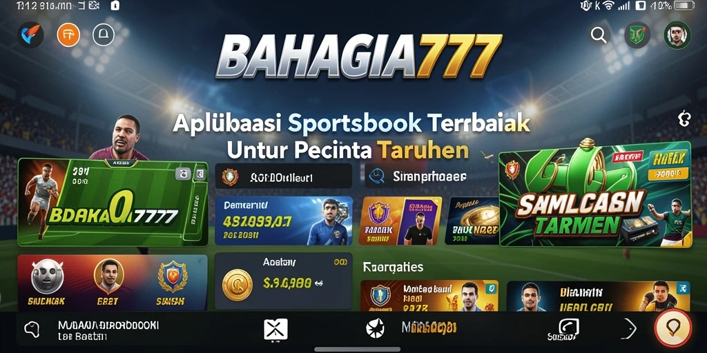 Tampilan gameplay BAHAGIA777 dalam aplikasi Sportsbook yang menarik.