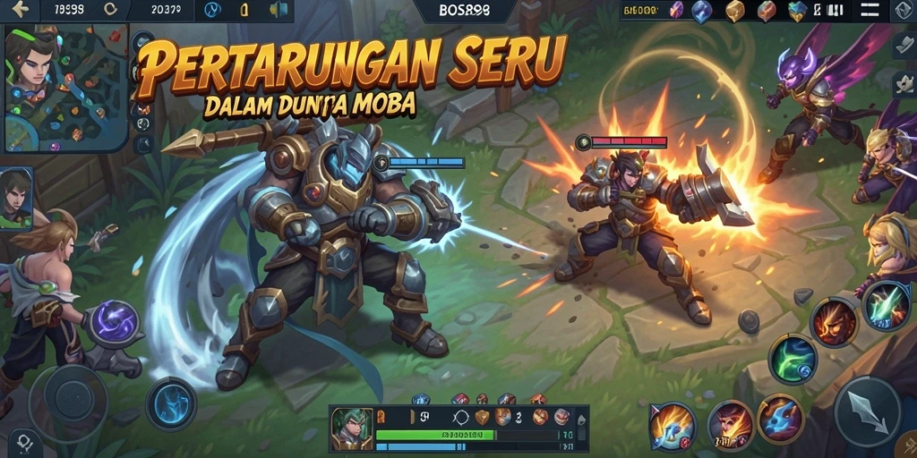 Tangkapan layar menunjukkan pertarungan seru dalam gameplay MOBA BOS898.