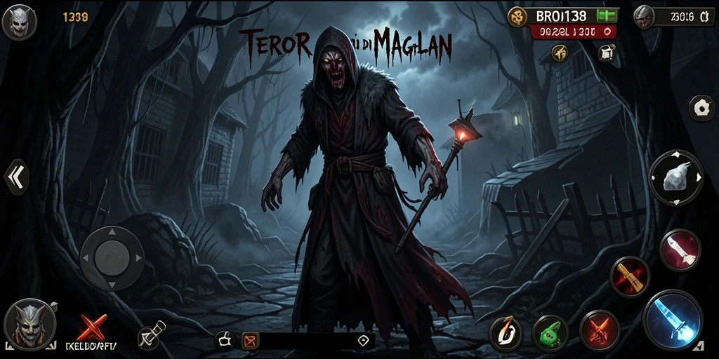 Tampilan utama gameplay BRO138 dengan suasana horror yang mencekam.