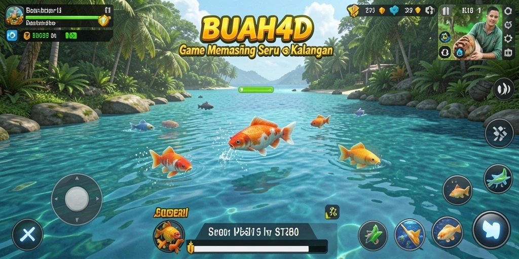 Screenshot gameplay BUAH4D dengan aksi memancing yang seru.