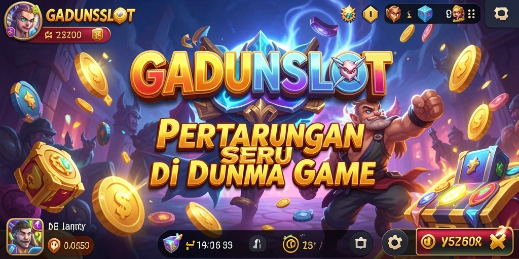 Screenshot menunjukkan pertarungan intens di arena GADUNSLOT.