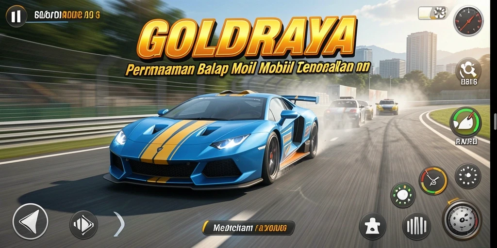 Screenshot menunjukkan balapan seru dan mobil yang melaju kencang.