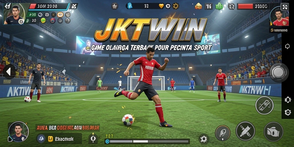 Screenshot utama JKTWIN menampilkan pemain bertanding dalam pertandingan seru.