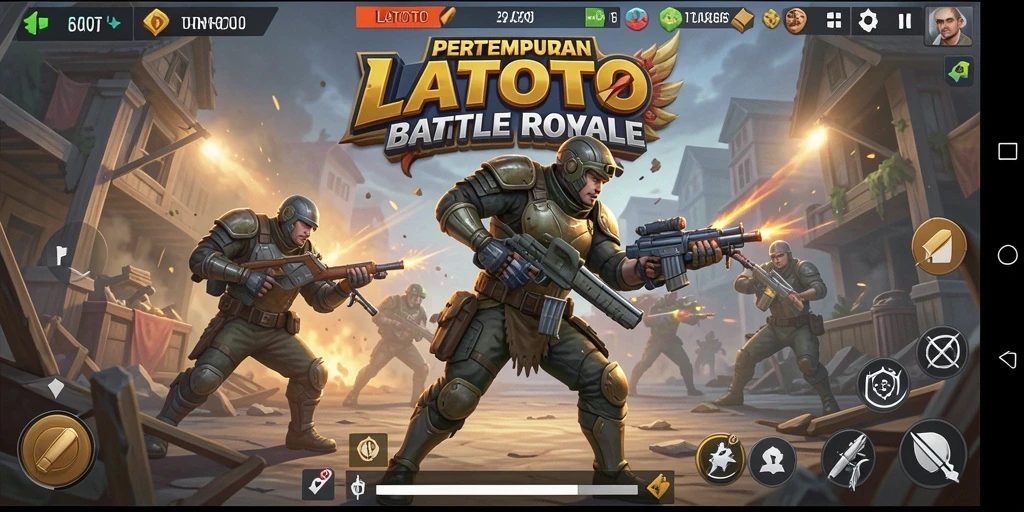 Tampilan gameplay LATOTO yang intens dalam pertempuran Battle Royale.