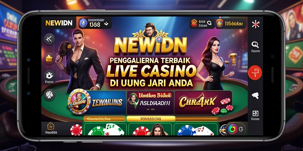Screenshot gameplay NEWIDN yang menampilkan dealer langsung dan suasana permainan kasino.