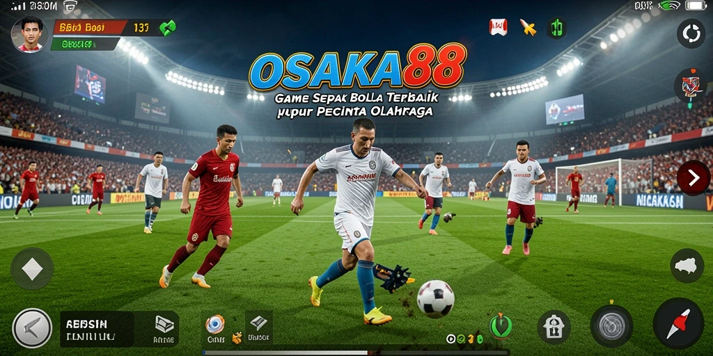 Screenshot gameplay OSAKA88 menampilkan aksi seru sepak bola.